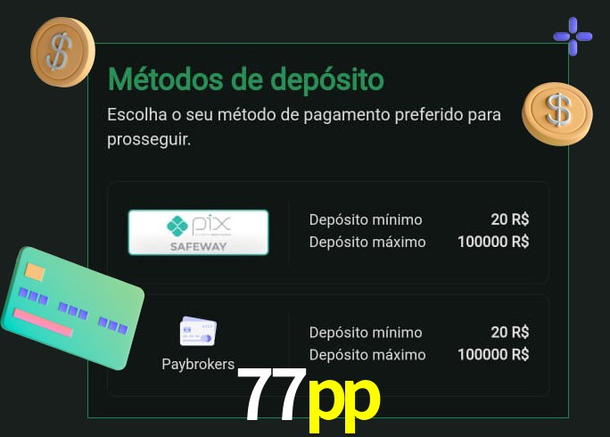 O cassino 77pp oferece uma grande variedade de métodos de pagamento
